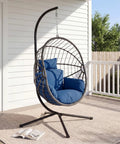 Hanging Egg Chair With Stand For Indoor And Outdoor Relaxation And Kick Back Vibe 350 Lb Capacity Waterproof PE Rattan Wicker