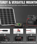 12V Solar Battery Charger Kit With MPPT Controller, showing 25W waterproof panel and connection options to batteries