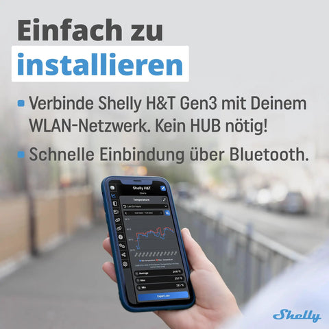 Gen3 White Smart WiFi And Bluetooth Temperature And Humidity Sensor With Quick Response, Low Power Draw, Type C USB, E Paper Display, Your Home Automation Sidekick For Real Time Indoor Climate Tracking. On a phone screen