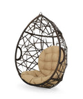 Indoor Outdoor Teardrop Wicker Hanging Chair For Patio And Deck, Multi Brown Tan Teardrop Basket Swing, Stand Not Included