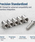 50 Pcs Stainless Steel Threaded Insert Nuts M6 Flat Head Rivnuts Kit displayed on surface