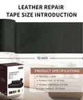 Self Adhesive Leather Repair Tape In Classic Black Go To Heavy Duty Vinyl Patch for furniture, 3x61 inches, waterproof.