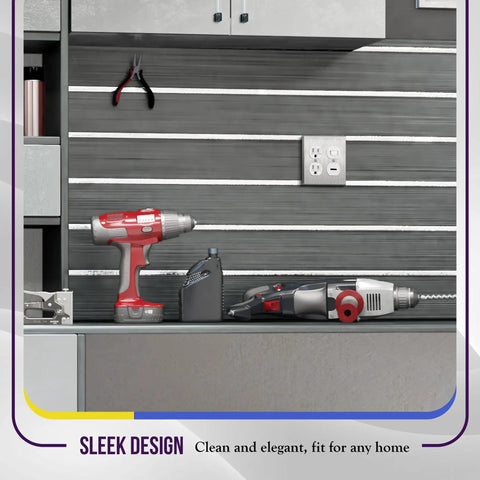 Double Duplex Receptacle Metal Wall Plate In Stainless Steel Corrosion Resistant 2-Gang 4.50 x 4.57 Inches Cover