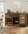 Next Level Extra Large Coffee Bar Cabinet With Fridge Space And Built In Power Outlet Luxe Mini Fridge Cabinet in living room