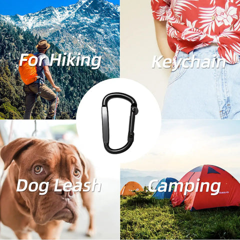 Heavy Duty Carabiner Clips 2.4 Inch Nonlocking D Ring, 6 Pack Black For Keychains, Camping, Hiking, Dog Leash, Use Scenarios