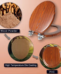 Round Toilet Seat Made From Molded Wood With Quietly Close Hinges And Quick Release No Fuss Easy To Install And Clean Brownish Red Finish