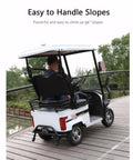 2 Person Electric Golf Cart Adult Work Vehicle With Storage Box 800W 60V Motor For Hunting Beach Farm Hotel 12Mph Max Speed Lead Acid Battery Great Sightseeing Ride Fun And Durable on wooden bridge