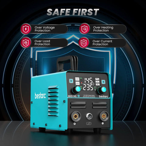 3 In 1 MIG TIG Stick Welder, 145 Amp, 110V 220V Gasless Flux Core Welder With Digital Screen, Portable Workhorse.