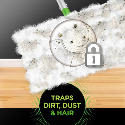 Heavy Duty Dry Sweeping Cloths 40 Pack Loaded With 3D Grip Fibers trap dirt and dust on hardwood floors.