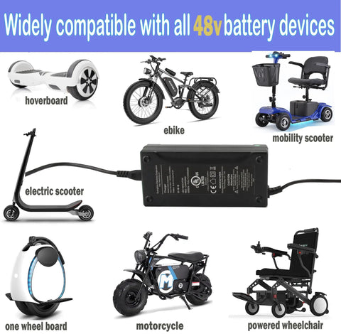 54.6V 4A Fast Charger To Power Up Your 13S 48V Lithium Battery Pack For Electric Wheelchairs, 4 DC Heads, 3 Pin XLR Connector, LED Indicator, 110-240V AC Input, 47-63Hz, Compatible With Jazz Mobility Wheelchairs