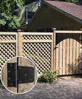 Heavy Duty Gate Hinges 4 Pack 3.5 Inch Black T Strap Hinges installed on wooden gate and fence outdoors