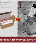Heavy Duty 18 Gauge Brad Nails 1 1/4 Inch Galvanized Steel Finishing Fasteners Bulk Stash, showcasing upgraded protective packaging.