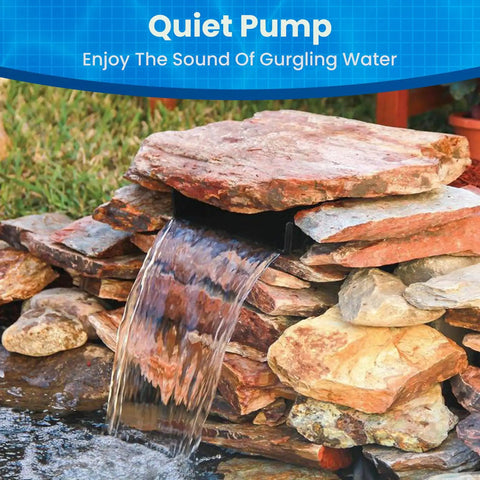 12 Inch Waterfall Spillway Kit With 304 Stainless Steel Spillway Box 40W 660GPH Submersible Pump on rock wall