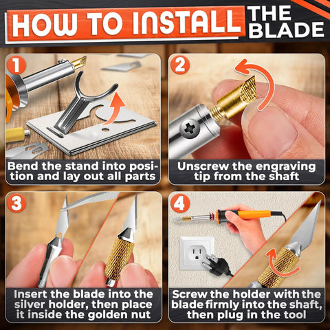 How to install the blade in the Awesome Hot Knife Plastic Cutter Tool Set with detailed steps and images.