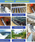 Soft French Drain Pipe For Backyard And Basement Drainage With No-Fuss Flexible Infiltration Solution displayed in multiple applications