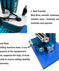 Close-up of Belt Transfer and Fixed Plate of Badass Mini Metal Milling And Drilling Machine Combined With A Solid Benchtop Wood Lathe Setup.