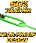 Close-up of green Three Eighths Inch Hydraulic Quick Disconnect Coupler Dust Plug And Cap Set with tear-proof design text.
