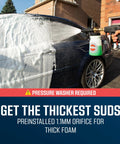Heavy Duty Foam Cannon For Pressure Washers With Thick Snow Foam Adjustable Foam One Quarter Inch Quick Connect in use on car