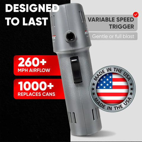 Cordless Compressed Air Duster With Adjustable Speed Up To 260 MPH, Rechargeable And Made In USA, Ideal For Computers And Electronics, Includes Five Attachments And Extended Warranty, Powerhouse Cleanup For Delicate Tech