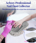 Nail technician using Achzzy Pro Grade High Density Replacement Filter Two Pack for Nail Dust Collectors.