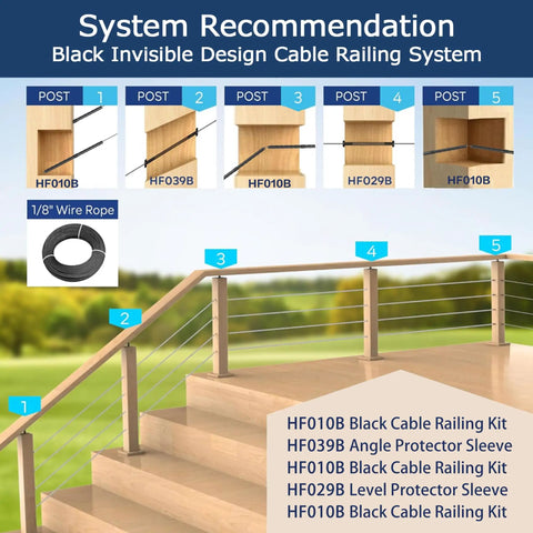 System recommendation for Tough As Nails 60 Pack Black Swage Lag Screws For Cable Railing Systems with 1/8 inch wire rope.