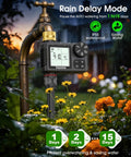 Water Timer For Garden Hose With Brass Inlet And One Outlet Sprinkler Timer Auto Manual Rain Delay Mode Large LCD Display