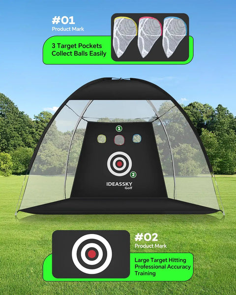 10x7 Foot Golf Practice Net With Mat Backyard Driving And Chipping Training Net Heavy Duty Hitting Cage With Target Mat and Ball Catch