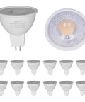 Smoother Than Butter Dimming MR 16 LED Bulbs 12V And 36V Low Voltage GU5.3 Base 3000K Warm White 12 Pack displayed in a circular array.