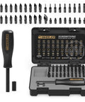 Pro Spec 43 Piece Gunsmithing Screwdriver Set With Grip Tight Handles and Built Tough S2 Steel Hollow Ground Bits in storage case.