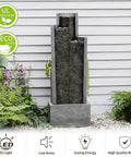 Modern Outdoor Water Fountain With LED Lights, 49.6 Inch Cascading Waterfall for indoor or outdoor use, chill garden vibes