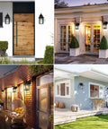 Two Pack All Weather Outdoor Wall Lanterns, Waterproof Aluminum Porch Lights With Clear Glass And Black Finish, Exterior Wall Sconce Lighting For House, Durable Wall Mount Lamps, E26 Socket, Bulbs Not Included installed on various house exteriors.