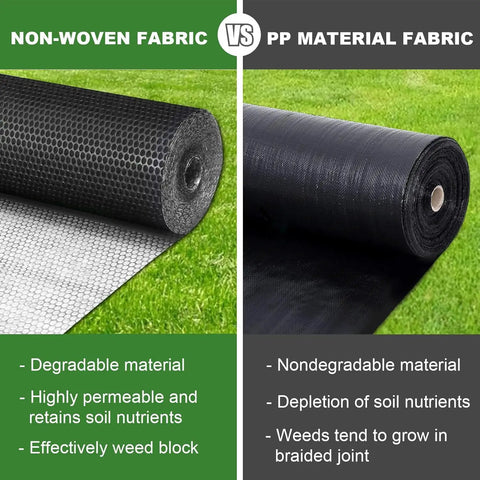 Heavy Duty Weed Barrier Landscape Fabric 3ft By 180ft For Garden Beds And Pathways Eco Friendly Non Woven Polypropylene Ground Cover Breathable Weed Suppression Durable Green Black Design, non-woven vs PP roll