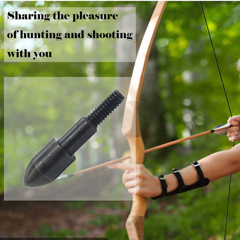 24 Pack Archery Bullet Field Points For Practice 100 Grain Screw In Tips in archer's hand ready to shoot at target