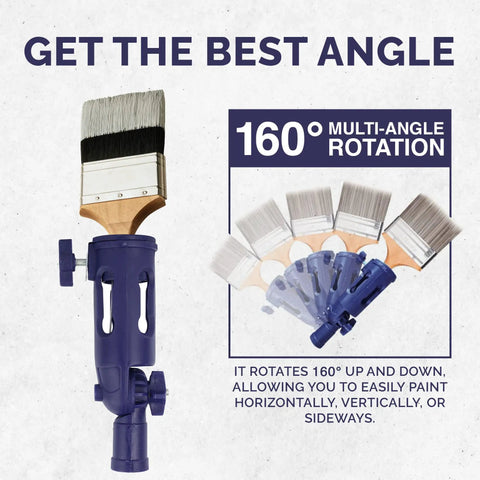 Multi Angle Paint Brush Extender Pole Kit With Rotating Head And Secure Grip For Reaching Ceilings High Walls And Corner Edges Fits Brushes Rollers And Scrapers Blue