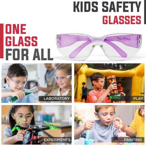 Assorted Color Kids Safety Glasses 12 Pack Over Glasses Design With Ansi Z87 Rating For Youth providing soft TR90 frames for experiments.