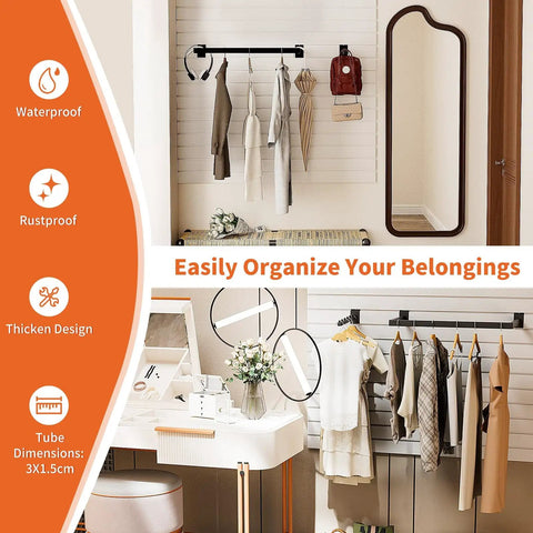 Slatwall Display Accessories Kit With U Shaped Tubing Hang Rails And Waterfall Hooks for clothing retail in showroom setup