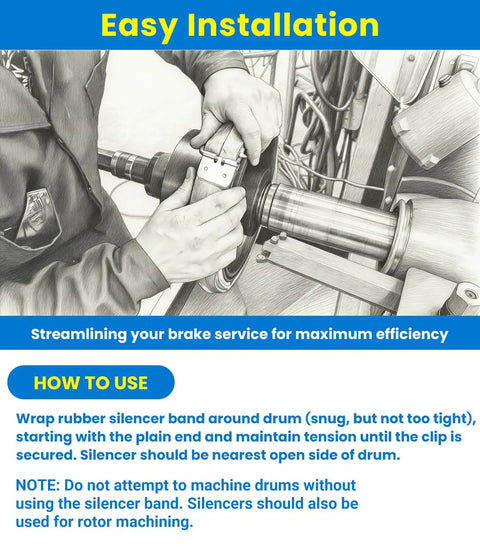 Installation of Brake Drum Silencer Band For Brake Lathe 6 Ft X 1.75 In X 0.125 In Heavy Duty Rubber Vibration Belt
