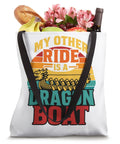Dragon Boat Racing Tote Bag Dope Gear For Paddlers And Crew Members Men Women And Kids displayed with groceries inside