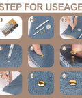 Pro-Grade Leather Rivets Kit With 480 Pieces In 3 Sizes And 4 Colors, step-by-step usage guide on blue fabric