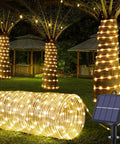 66 Feet Of 200 LED Solar Rope Lights With 8 Modes No Fuss Waterproof Outdoor String Lights In Clear Tube for Garden Decor