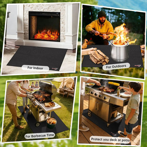 40 Inch Square Fire Pit Mat For Decks, Patios And Grills, Fireproof And Waterproof Under Grill Pad, used indoors and outdoors