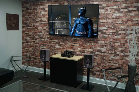 RS21B 21-Inch Steel Speaker Stands for Bookshelf Speakers and Studio Monitors, Rock-Solid 60 Lbs Per Stand, Cable Management, Anti-Vibration Pads, Black, Pair for Home Audio and Professional Mixing