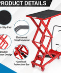 EliteEdge Hydraulic Lift Table Cart With 330 Lbs Load Capacity And 50 Inch Max Height Featuring Double Scissor Design with anti-slip pad.