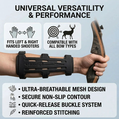 Ultra Breathable Archery Arm Guard For Compound And Recurve Bow With Two Or Three Adjustable Elastic Straps Non Slip Ergonomic Shield