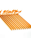 Ultralight 7 Inch Aluminum Tent Stakes 12 Pack With Reflective Pull Ropes Rock Solid Ground Pegs For Camping Tents And Hammocks Orange