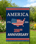 250th Anniversary USA Garden Flag For Outside With Map Design 1776-2026 Patriotic Yard Flag Double-Sided Waterproof Burlap 12x18 Inch 250 Year American Flag For Outdoor Decor hanging in garden
