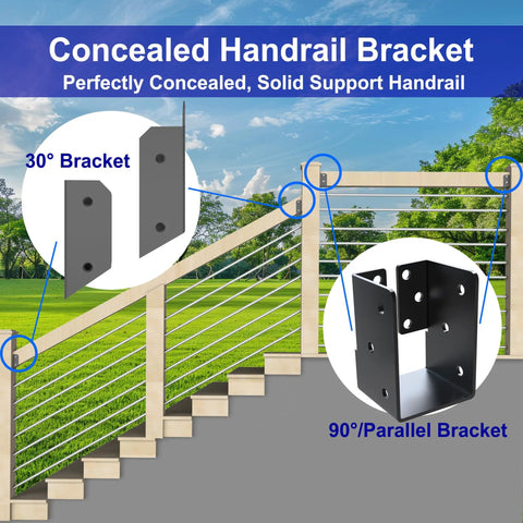 Concealed Joist Hanger Bracket Set, 4 Pack, 201 Stainless Steel, 4x6 Joist Brackets With Screws For Railing, Wood Posts, Beams, Fences, And Handrails Built Tough For Outdoor Use