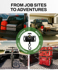 Rotating Retractable Ratchet Straps For Toyota Tacoma Tundra And Jeep Gladiator Bed Rails Swivel Head Auto Retract Tie Down Straps Heavy Duty Truck Bed Anchors For Easy No Drill Hauling - Truck beds with assorted cargo demonstrating various hauling scenarios.