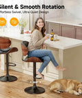Woman sitting at a bar counter on stool using Beefy Heavy Duty Gas Lift Cylinder Replacement 1000 Lb Capacity, 19.5 To 28 Inch Adjustable Chair Lift For Bar Stools And Office Chairs, Smooth Height Adjustment, Alloy Steel Black