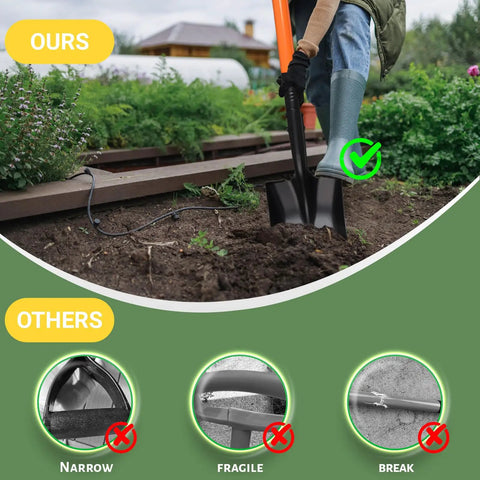 Handy Small Garden Shovel For Digging And Planting With 43 Inch Metal Handle Square Trench Spade in garden use